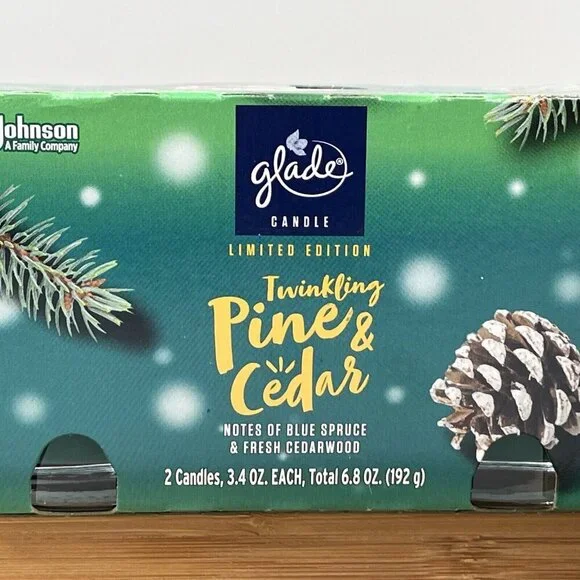 Glade Candle Twinkling Pine&Cedar/(1)3wick and (1) Two Pk/Limited Edition/6.8oz - Picture 3 of 6